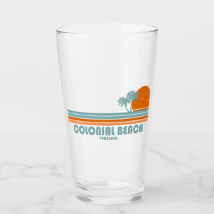 Colonial Beach Virginia Sol Handflatan Träd Glaskopp