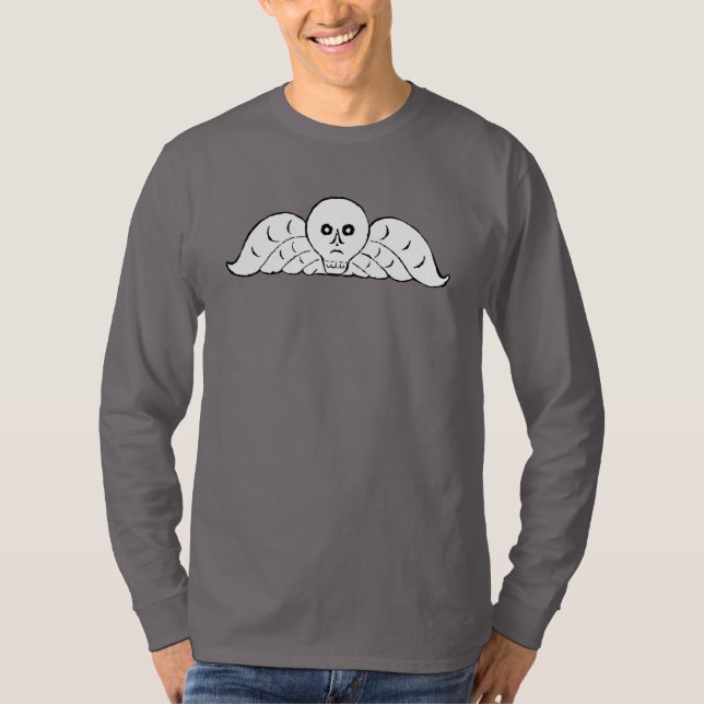 Colonial Boston Gravestone Skull Angel T Shirt (Framsida)