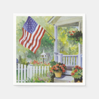 Colonial Land Home American Flagga Front Porch Pappersservett