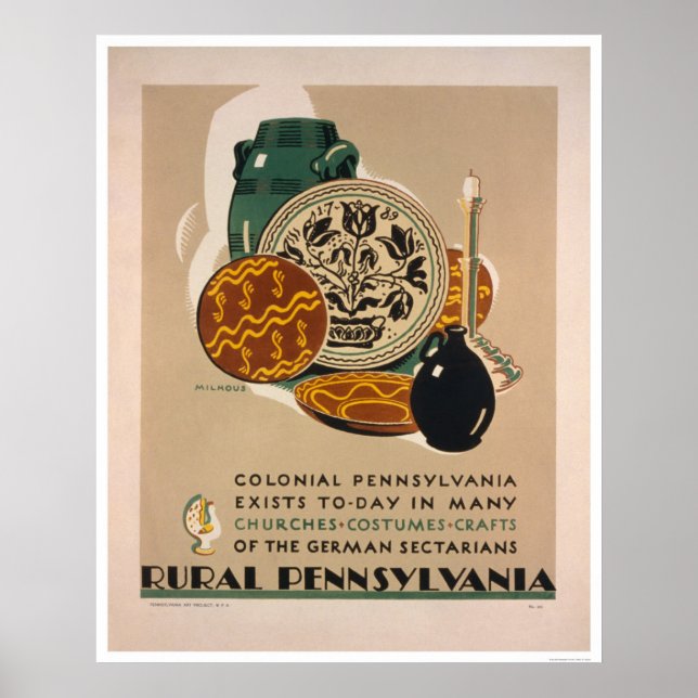 Colonial Pennsylvania 1940 WPA Poster (Framsidan)