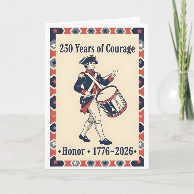 Colonial Trumslagare USA Mod Heder Arv Kort (Framsida)