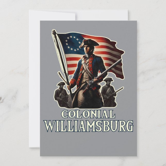 Colonial Williamsburg Colonial Soldier Vintage Inbjudningar (Framsida)