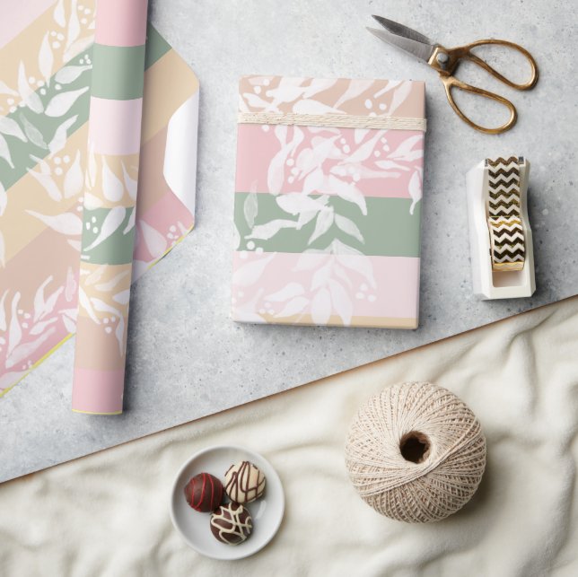 Color Block Watercolor Wreath Pattern Presentpapper (Hantverk)