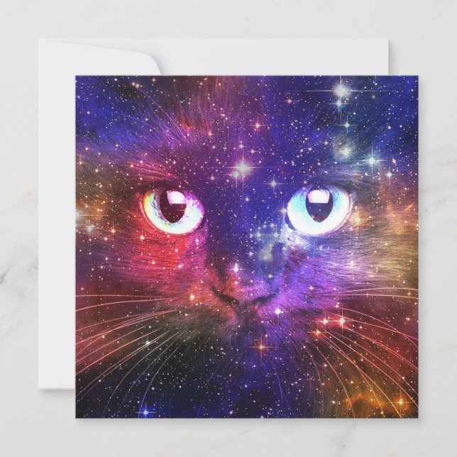 Color Burst Galaxy Cat  Inbjudningar (Framsida)
