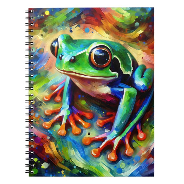 Color burst Jungle Frog Notebook Anteckningsbok (Framsidan)