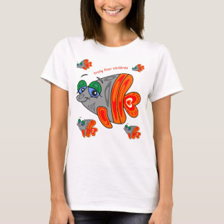 color cartoon fish family t shirt