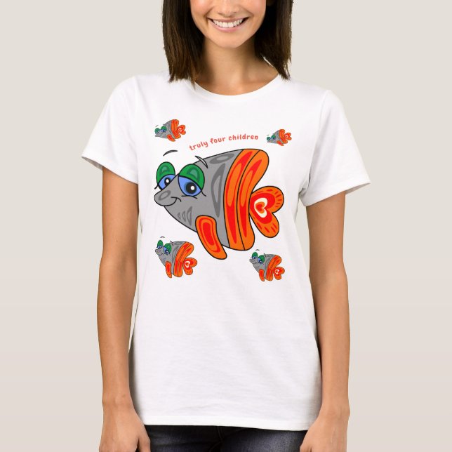 color cartoon fish family t shirt (Framsida)