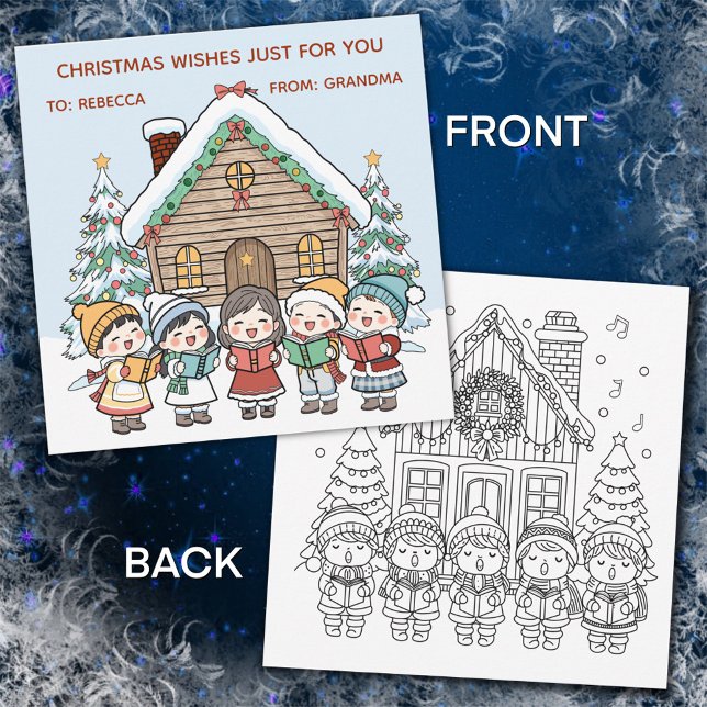 Color Me Christmas Card with Carolers Julkort (Skapare uppladdad)