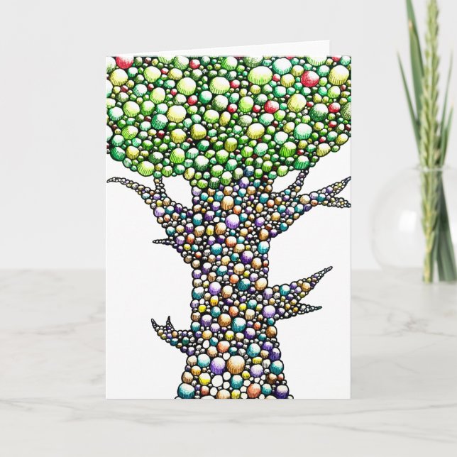 Color Pencil Bubbles Tree Drawing Art  Kort (Framsida)