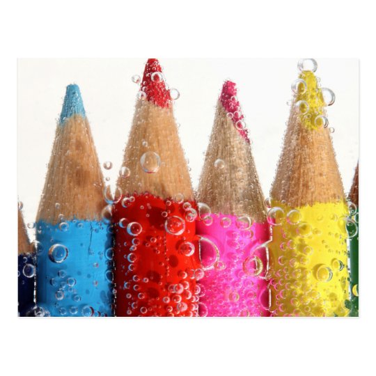 Color Pencil in Soda Water Vykort