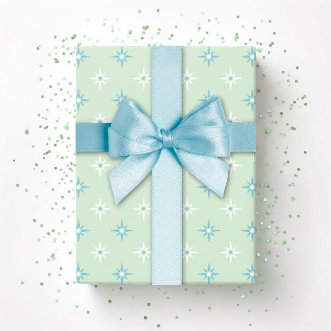 Color Sparkle Stars in Green and Aqua Presentpapper (Skapare uppladdad)