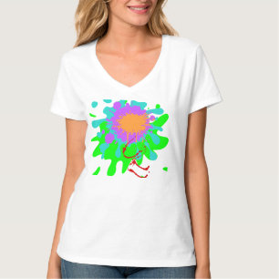 Color Splash damgrundt-shirt med V-ringning T Shirt