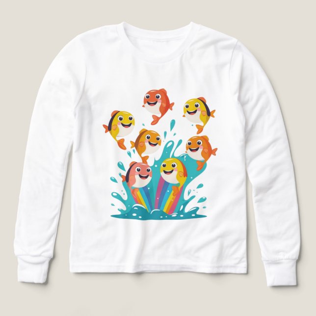 Color Splash Fish Kids Sweatshirt T Shirt (Design framsida)