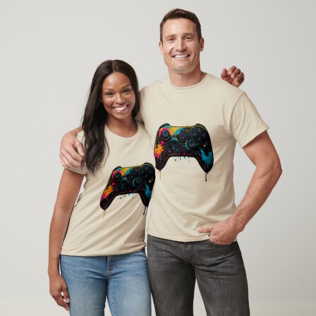 Color Splash Game Controller Sticker  T Shirt (Unisex)