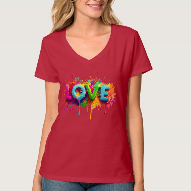 "Color Splash Love" Vibrant Artistic Tee (Framsida)