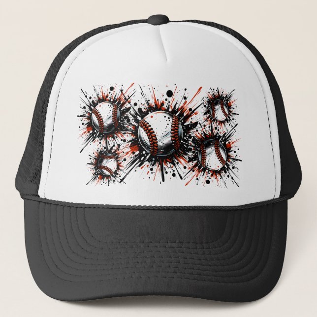 Color Splash of Baseballs Trucker Hat Keps (Framsida)