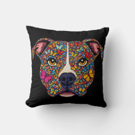 Color Therapy Butterfly Dog Portrait Pitbull Mama Kudde