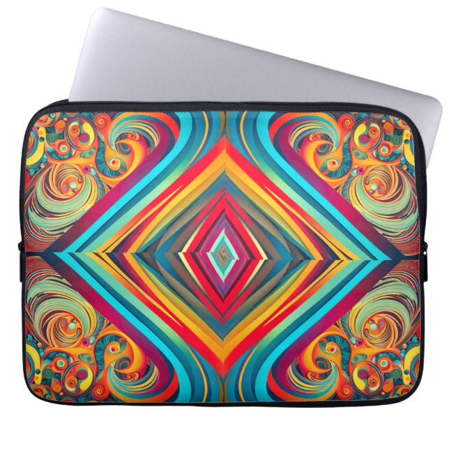 Color Wave Fusion – Modern Abstract Swirl Art Laptop Fodral (Framsidan)