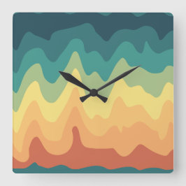Color Wave Horizon Fyrkantig Klocka