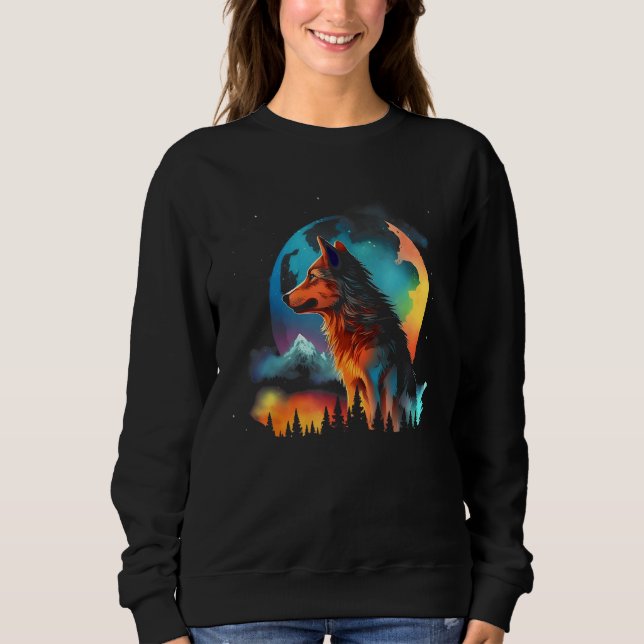 Color Wolf Mountains  Graphics T Shirt (Framsida)