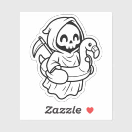 Color Your Own Grim Reaper Flamingo Floatie Klistermärken