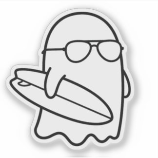 Color Your Own Kawaii Ghost Surfer Summerween Klistermärken