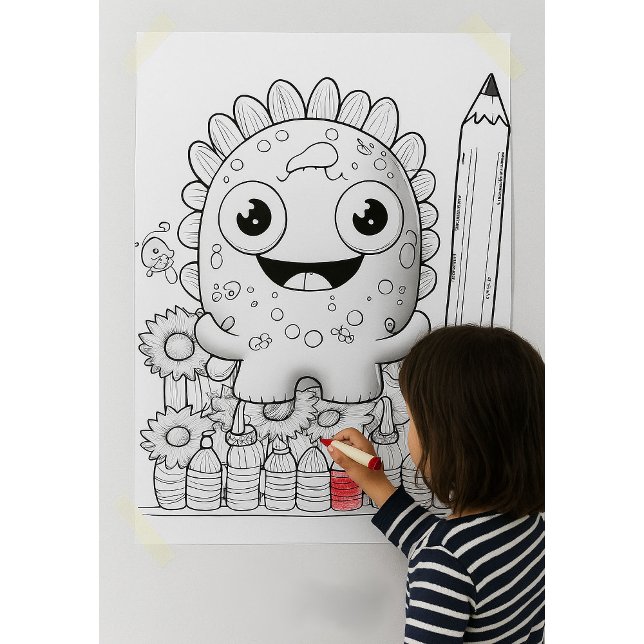 Color Yourself Cartoon Monster Kids Wall Poster (Skapare uppladdad)