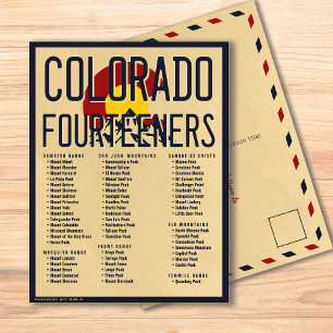 Colorado 14 ers Fourteeners Mountain Klining Vykort