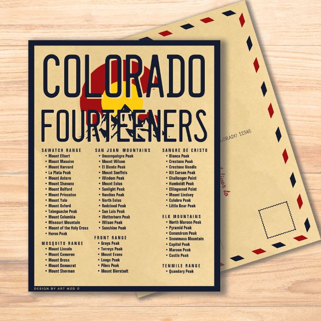 Colorado 14 ers Fourteeners Mountain Klining Vykort (Skapare uppladdad)