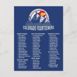 Colorado 14 ers Fourteeners Mountain Klining Vykort