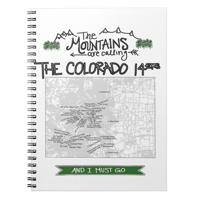 Colorado 14ers Fourteeners design Anteckningsbok (Framsidan)