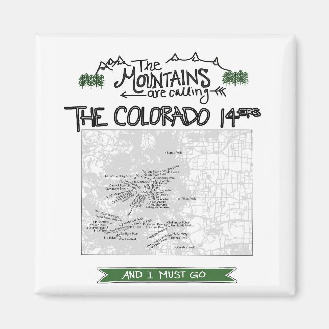 Colorado 14ers Fourteeners Design Magnet (Framsidan)