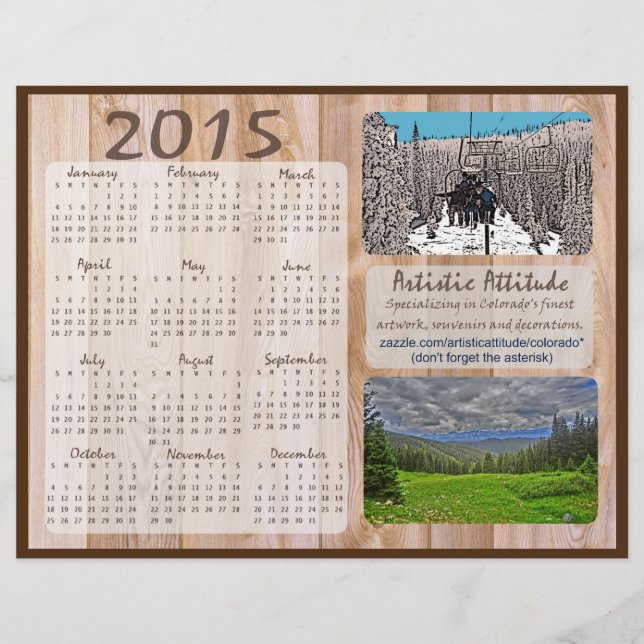 Colorado 2015 årlig zazzle promo-kalender (Framsida)