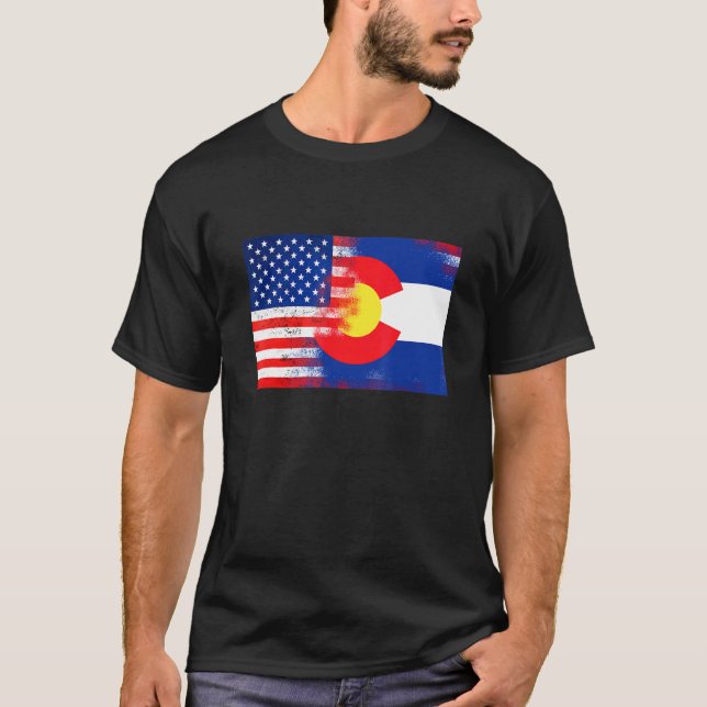 Colorado American Flagga Fusion Essential T Shirt (Framsida)