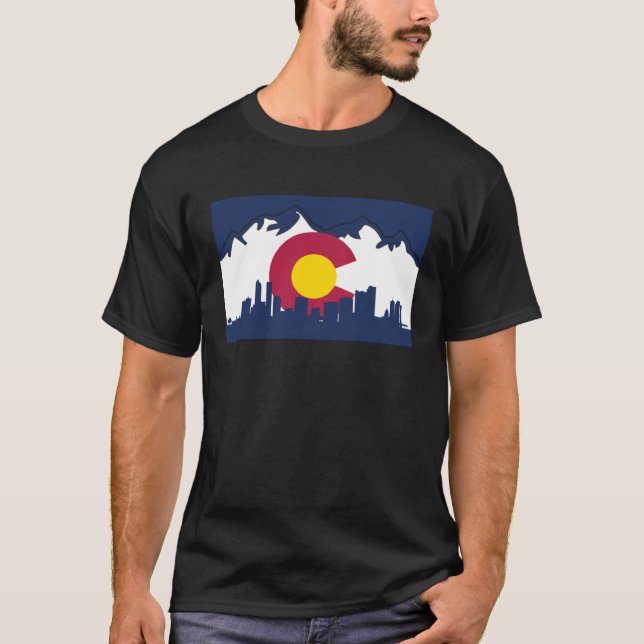 Colorado and Denver Skyline T Shirt (Framsida)