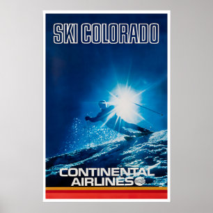 Colorado Art Ski-affisch Continental Airlines Poster