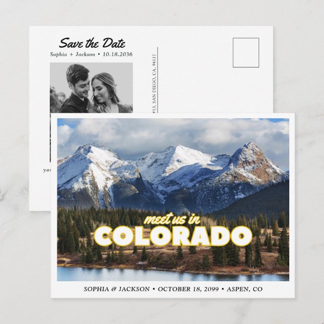 Colorado Bergbröllop Save the Date Brevkort Vykort (Fram/baksida)