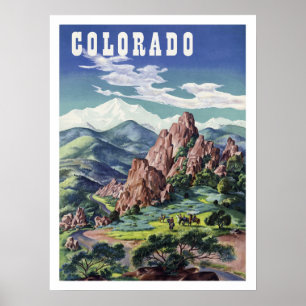 Colorado bergen, vintage reseaffisch poster