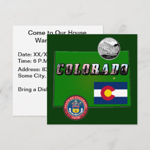 Colorado Bild text, Flagga, sial, kvartal, Karta Inbjudningar