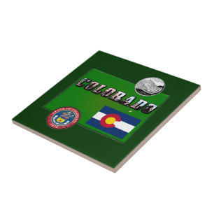 Colorado Bild text, Flagga, sial, kvartal, Karta Kakelplatta