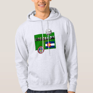 Colorado Bild text, Flagga, sial, kvartal, Karta Sweatshirt Med Luva
