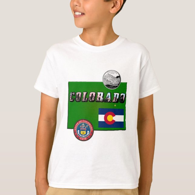 Colorado Bild text, Flagga, sial, kvartal, Karta Tee (Framsida)