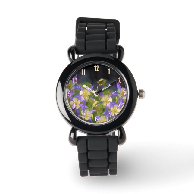 Colorado Blue Columbine Painting - Original Art Armbandsur (Framsida)