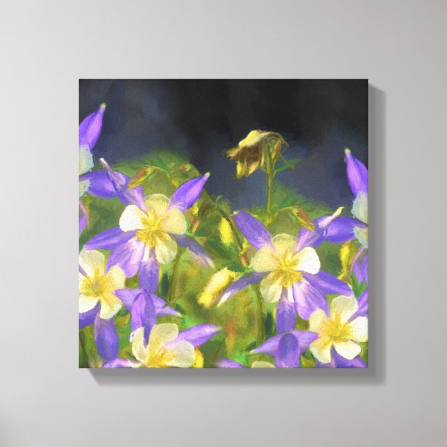 Colorado Blue Columbine Painting - Original Art Canvastryck (Framsida)