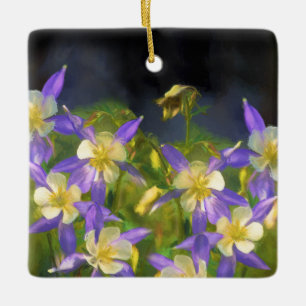 Colorado Blue Columbine Painting - Original Art Julgransprydnad Keramik