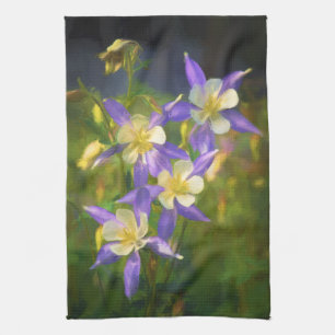 Colorado Blue Columbine Painting - Original Art Kökshandduk