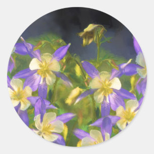 Colorado Blue Columbine Painting - Original Art Runt Klistermärke