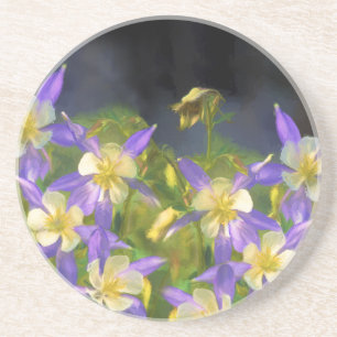 Colorado Blue Columbine Painting - Original Art Underlägg Sandsten