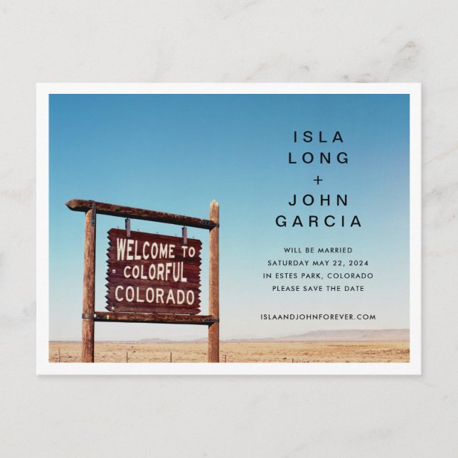 Colorado Bröllop spara datum Vykort (Framsida)