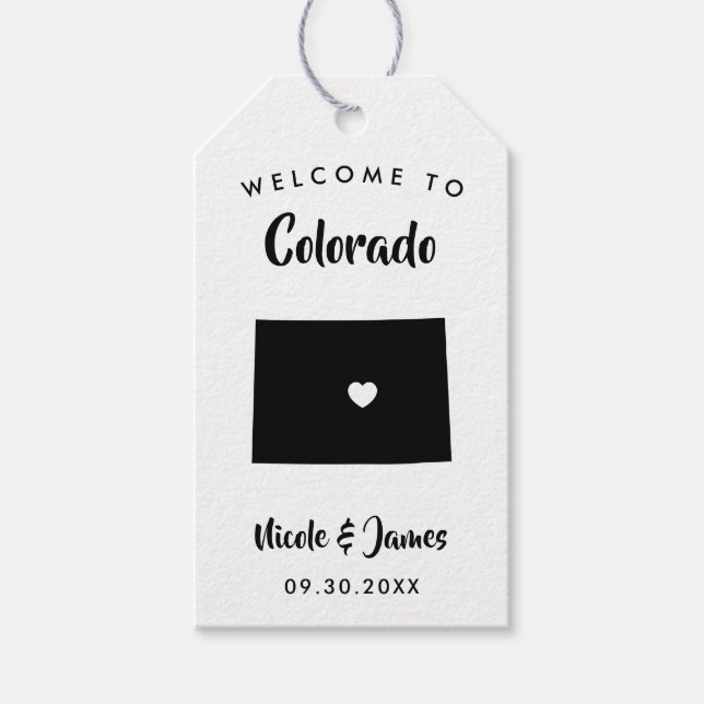 Colorado Bröllop Welcome Bag Märkres Presentetikett (Framsidan)